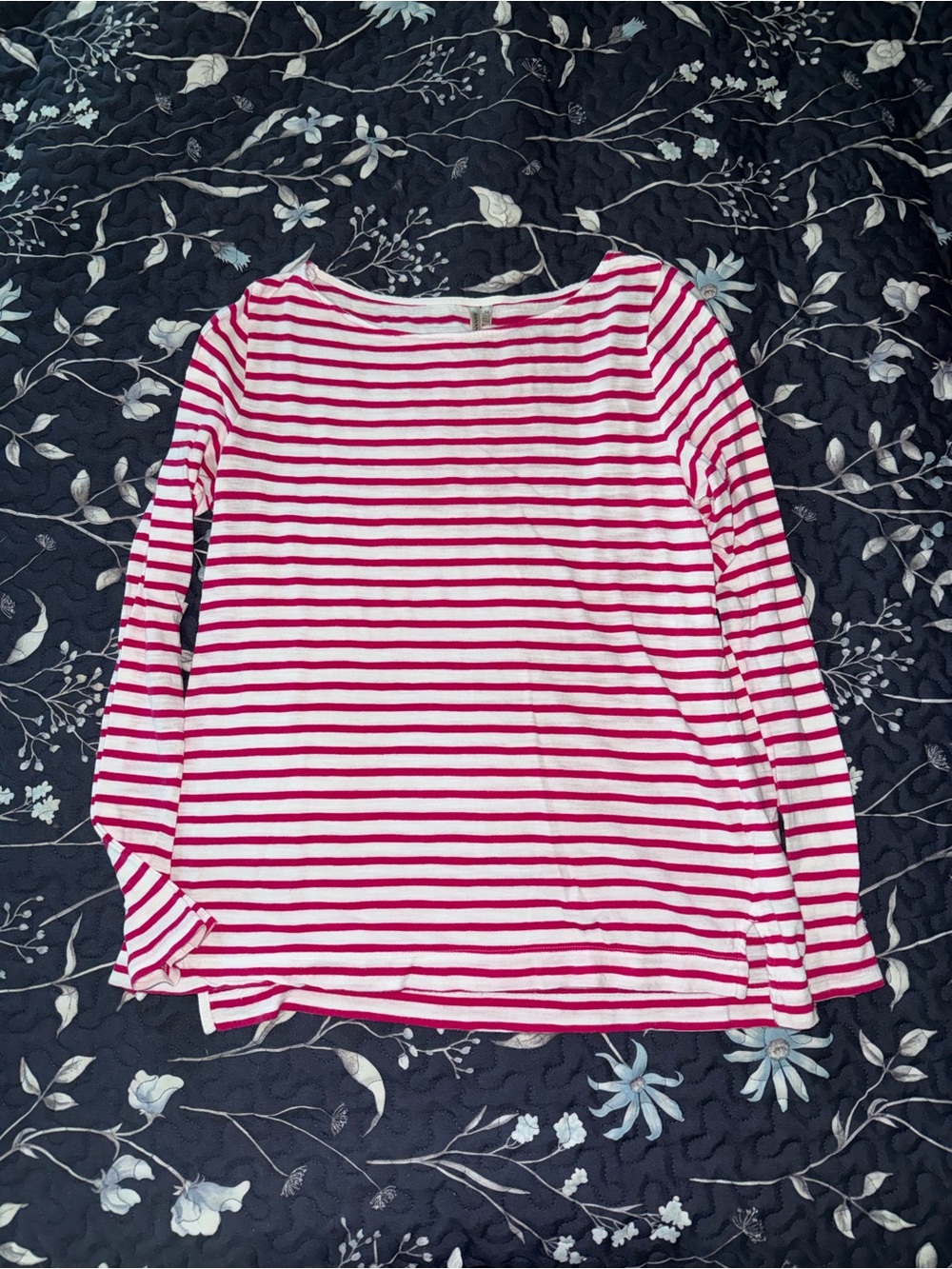 Banana Republic Pink & White Striped Long Sleeve Tee